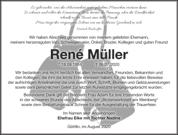 Traueranzeige von René Müller von Märkische Oderzeitung