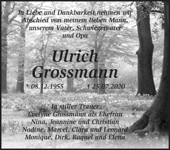 Traueranzeige von Ulrich Grossmann von Märkische Oderzeitung