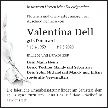 Traueranzeige von Valentina Dell von Märkische Oderzeitung