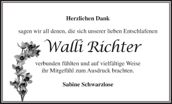 Traueranzeige von Walli Richter von Märkische Oderzeitung