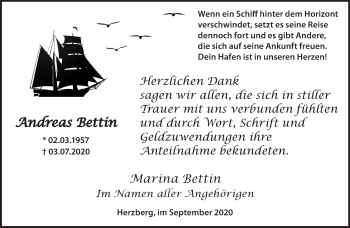 Traueranzeige von Andreas Bettin von Märkische Oderzeitung