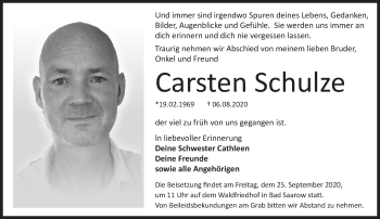 Traueranzeige von Carsten Schulze von Märkische Oderzeitung