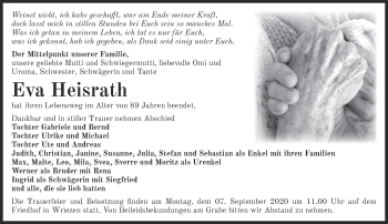 Traueranzeige von Eva Heisrath von Märkische Oderzeitung