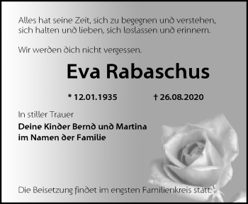 Traueranzeige von Eva Rabaschus von Märkische Oderzeitung