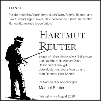 Traueranzeige von Hartmut Reuter von Märkische Oderzeitung