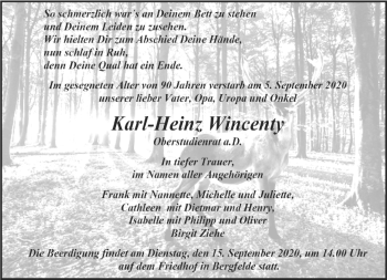 Traueranzeige von Karl-Heinz Wincenty von Märkische Oderzeitung