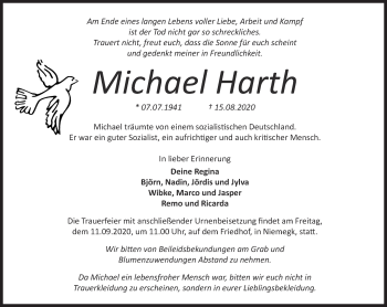 Traueranzeige von Michael Harth von Märkische Oderzeitung