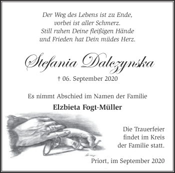 Traueranzeige von Stefania Dalczynska von Märkische Oderzeitung