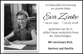 Traueranzeige von Eva Zinke von Märkische Oderzeitung