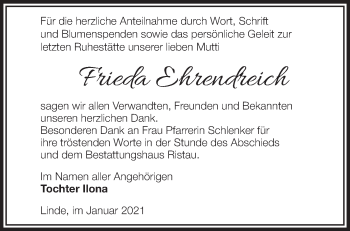 Traueranzeige von Frieda Ehrendreich von Märkische Oderzeitung