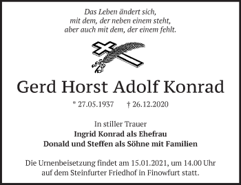 Traueranzeige von Gerd Horst Adolf  Konrad von Märkische Oderzeitung