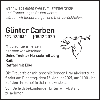 Traueranzeige von Günter Carben von Märkische Oderzeitung