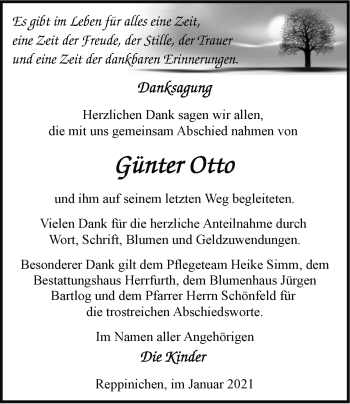 Traueranzeige von Günter Otto von Märkische Oderzeitung