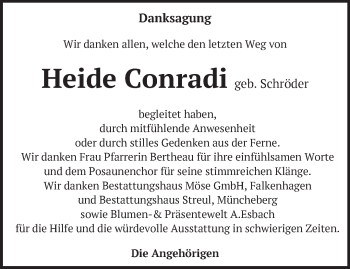 Traueranzeige von Heide Conradi von Märkische Oderzeitung