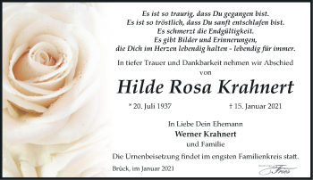 Traueranzeige von Hilde Rosa Krahnert von Märkische Oderzeitung