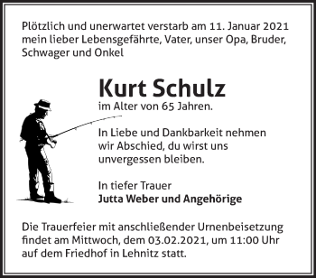 Traueranzeige von Kurt Schulz von Märkische Oderzeitung