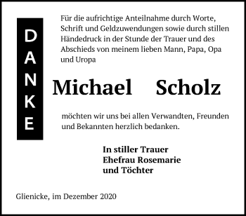 Traueranzeige von Michael Scholz von Märkische Oderzeitung