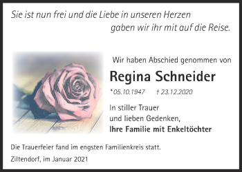 Traueranzeige von Regina Schneider von Märkische Oderzeitung