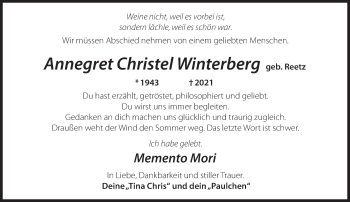 Traueranzeige von Annegret Christel Winterberg von Märkische Oderzeitung