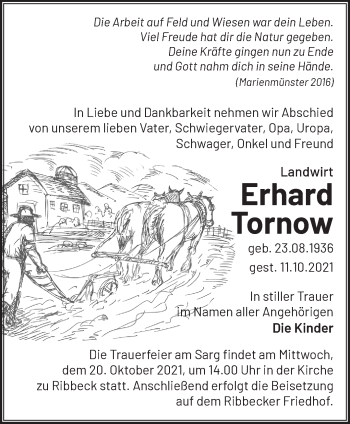 Traueranzeige von Erhard Tornow von Märkische Oderzeitung