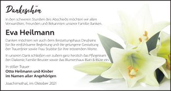 Traueranzeige von Eva Heilmann von Märkische Oderzeitung