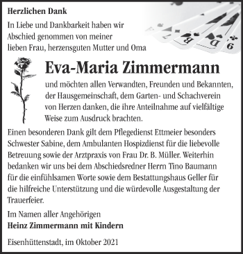 Traueranzeige von Eva-Maria Zimmermann von Märkische Oderzeitung
