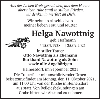 Traueranzeige von Helga Nawottnig von Märkische Oderzeitung