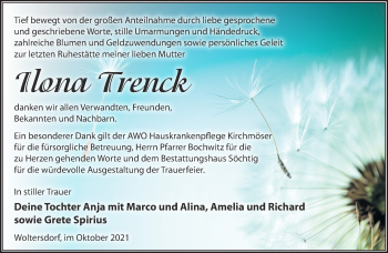 Traueranzeige von Ilona Trenck von Märkische Oderzeitung