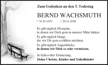 Traueranzeige von Bernd Wachsmuth von Märkische Oderzeitung