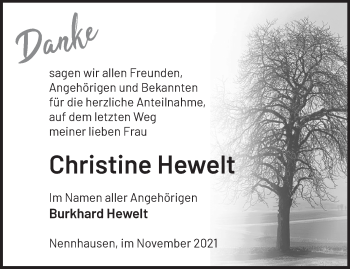 Traueranzeige von Christine Hewelt von Märkische Oderzeitung