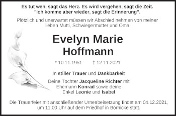 Traueranzeige von Evelyn Marie Hoffmann von Märkische Oderzeitung