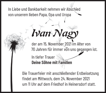 Traueranzeige von Ivan Nagy von Märkische Oderzeitung