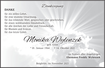 Traueranzeige von Monika Wylenzek von Märkische Oderzeitung