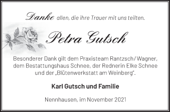 Traueranzeige von Petra Gutsch von Märkische Oderzeitung