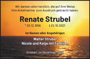 Traueranzeige von Renate Strubel von Märkische Oderzeitung