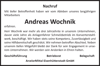 Traueranzeige von Andreas Wochnik von Märkische Oderzeitung