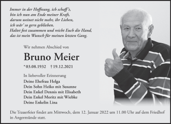 Traueranzeige von Bruno Meier von Märkische Oderzeitung