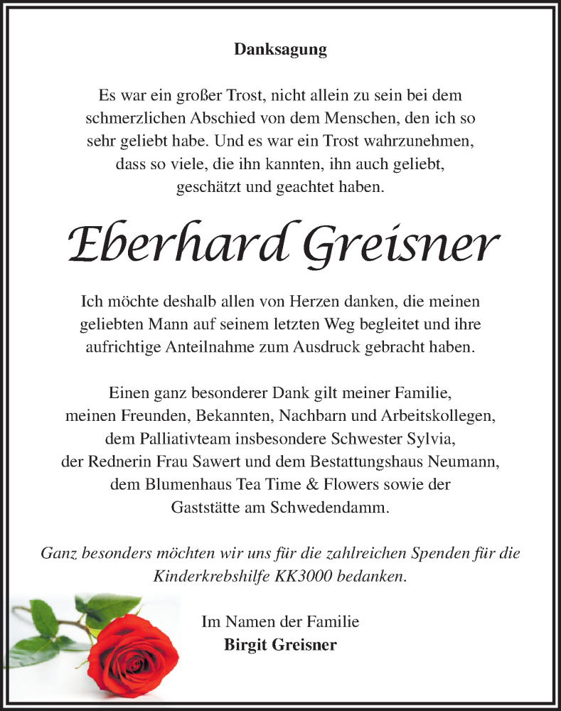  Traueranzeige für Eberhard Greisner vom 05.12.2021 aus Märkische Oderzeitung