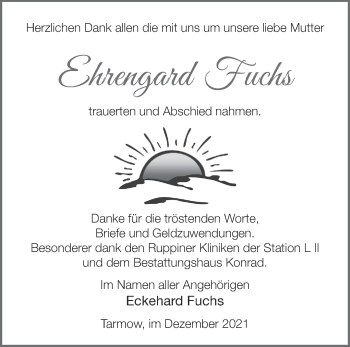 Traueranzeige von Ehrengard Fuchs von Märkische Oderzeitung