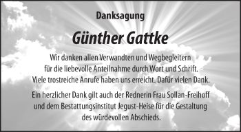 Traueranzeige von Günther Gattke von Märkische Oderzeitung