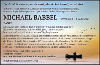 Traueranzeige von Michael Babbel von Märkische Oderzeitung