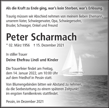 Traueranzeige von Peter Scharmach von Märkische Oderzeitung