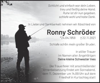 Traueranzeige von Ronny Schröder von Märkische Oderzeitung