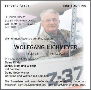 Traueranzeige von Wolfgang Eichmeyer von Märkische Oderzeitung