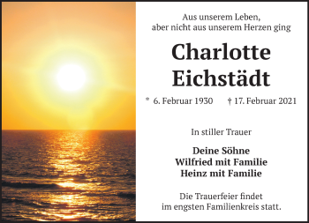 Traueranzeige von Charlotte Eichstädt von Märkische Oderzeitung