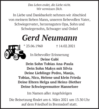 Traueranzeige von Gerd Neumann von Märkische Oderzeitung