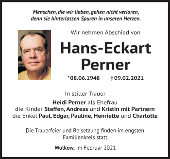 Traueranzeige von Hans-Eckart Perner von Märkische Oderzeitung