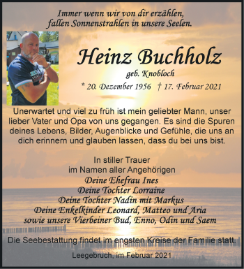 Traueranzeige von Heinz Buchholz von Märkische Oderzeitung