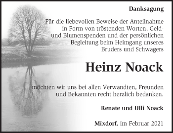 Traueranzeige von Heinz Noack von Märkische Oderzeitung