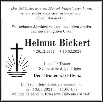 Traueranzeige von Helmut Bickert von Märkische Oderzeitung